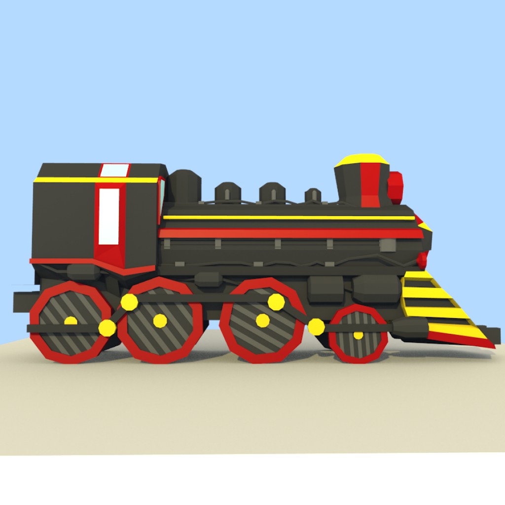 Low Poly Steam Train preview image 2